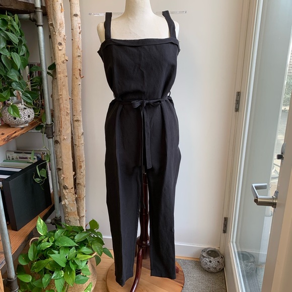 OZMA Pants - NWOT Ozma of CA Alicante Jumpsuit Light Silk Linen / Onyx Black / L